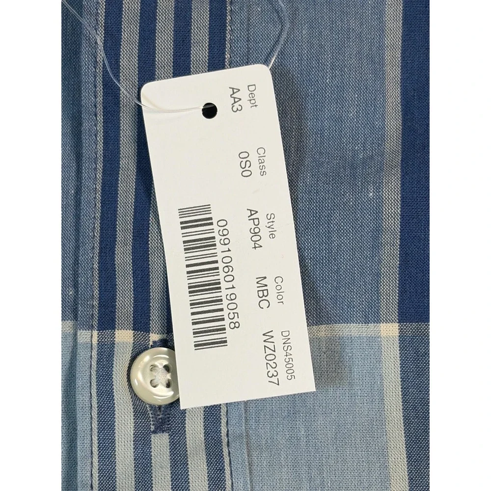 J.Crew Slim Secret Wash Shirt Mens Medium Blue Plaid Organic Cotton AP904 NEW